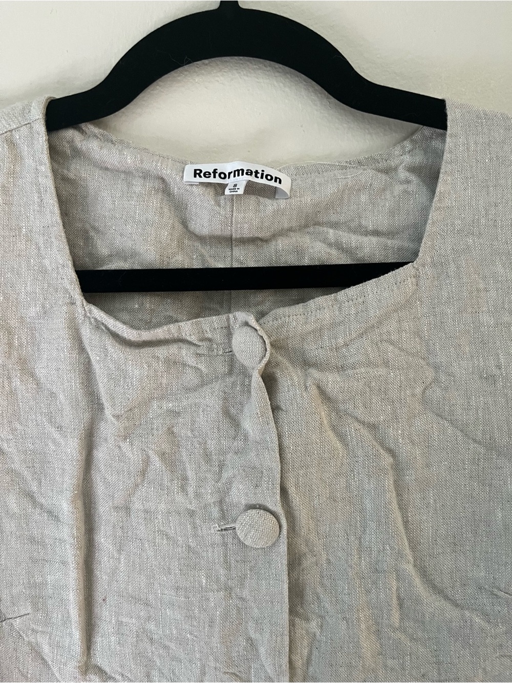 Reformation Danna Linen Dress in Oatmeal - Picture 4 of 5
